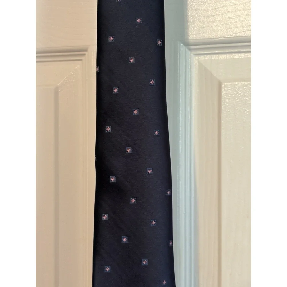 Van Heusen Neck Tie, Navy Blue Polyester Silk Neck Tie, Designer Neck Ties